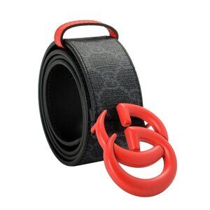 Gucci Guccissima Print Leather Double Red G Buckle Belt US 44 IT 110